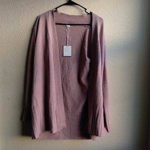 Vila Dusty Rose Pink / Mauve Knit Cardigan with Cable Knit Detail Size Large NWT